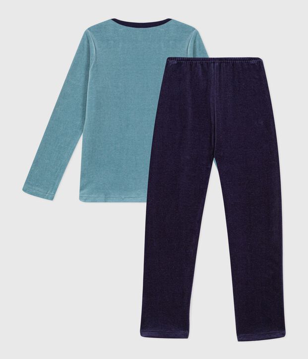 Pigiama in ciniglia bambino blu/blu
