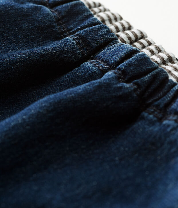Pantalone beb&egrave; unisex doppiato in maglia effetto denim blu