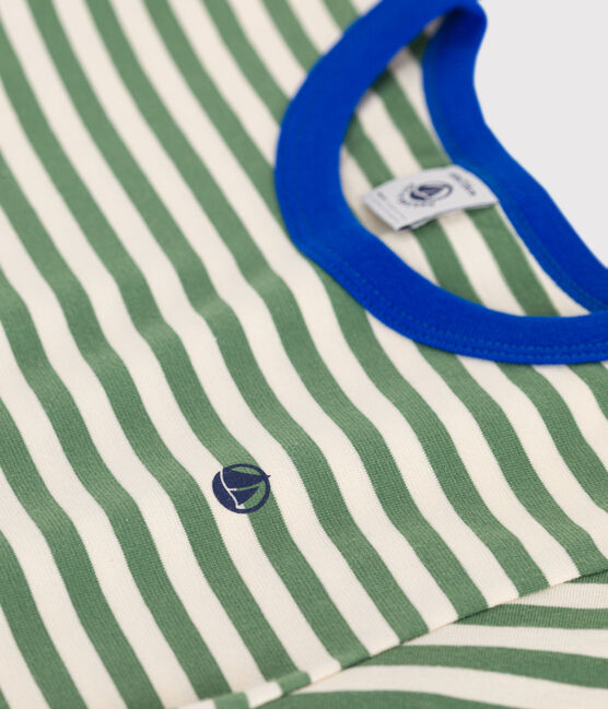 T-shirt a maniche corte in cotone a righe bambino verde PALMERAIE/ AVALANCHE