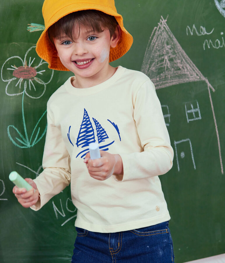 T-shirt a maniche lunghe in cotone bambino unisex ecru/multicolore