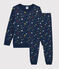 Pigiama bambino con motivo stelle in molleton blu MEDIEVAL/bianco MULTICO