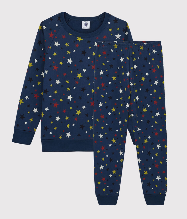 Pigiama bambino con motivo stelle in molleton blu/multicolore