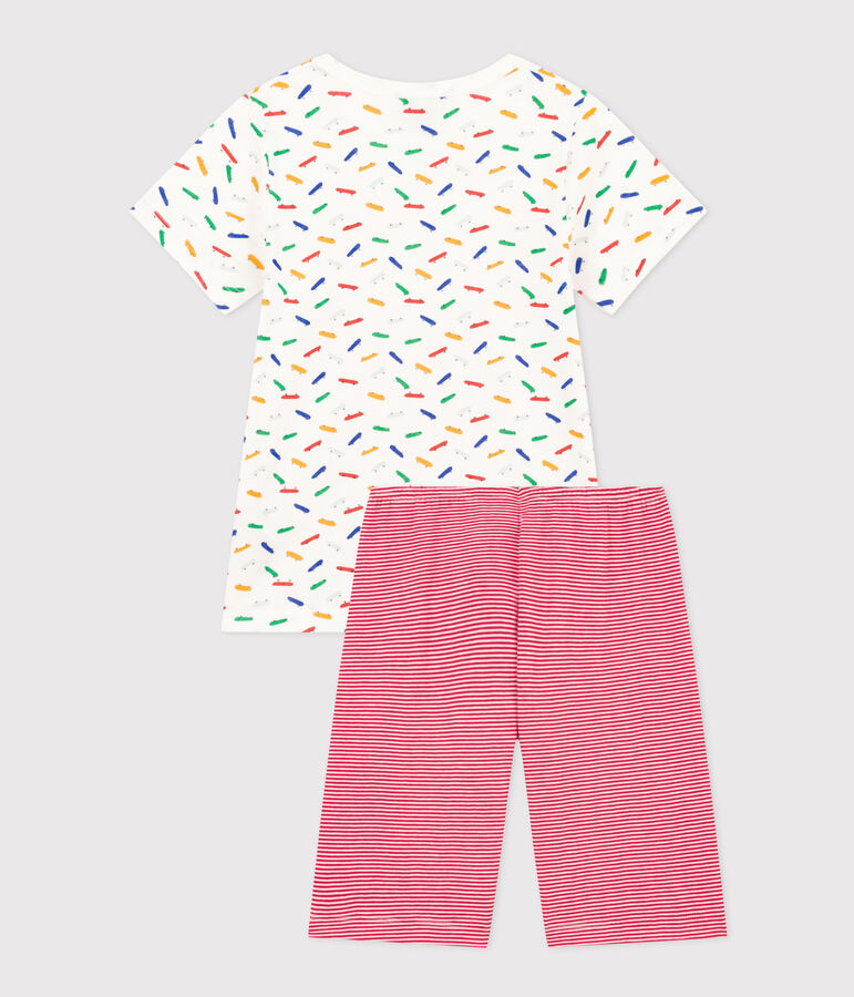 Pigiama short in cotone bambino bianco/multicolore