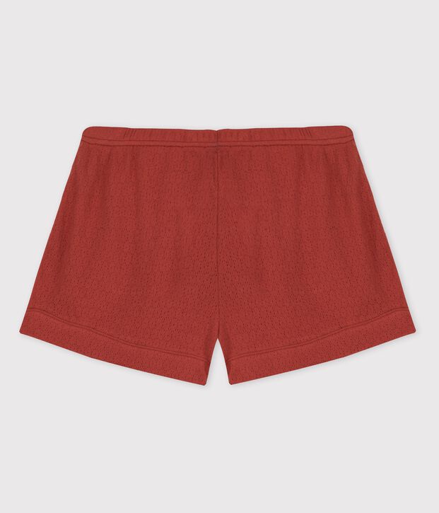 Short in cotone traforato donna marrone