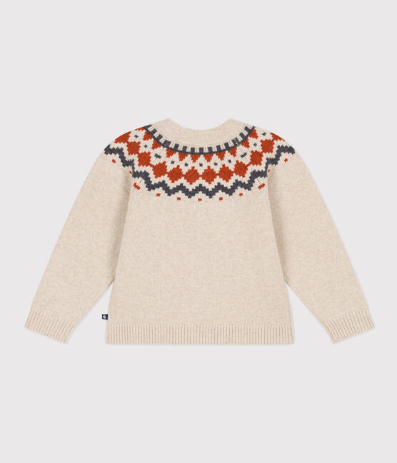 Cardigan jacquard lana e cotone bambina beige MONTELIMAR/bianco MULTICO