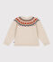 Cardigan jacquard lana e cotone bambina beige MONTELIMAR/bianco MULTICO