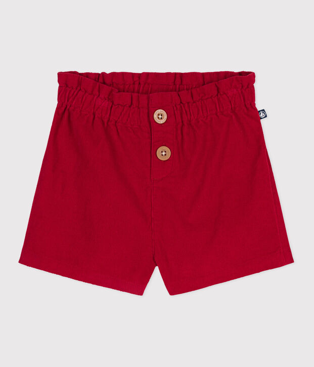 Shorts in velluto tinta unita neonata rosso