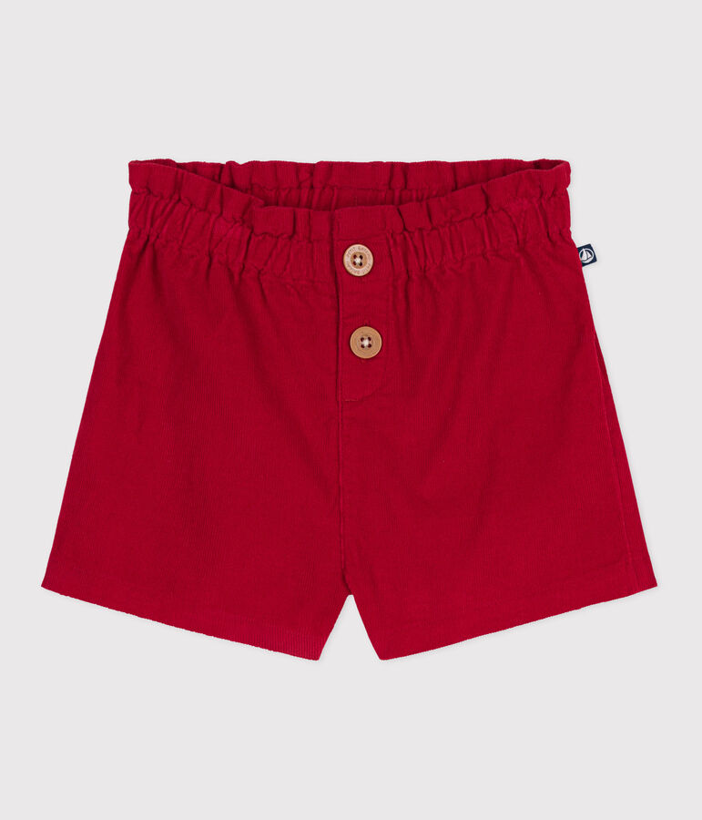 Shorts in velluto tinta unita neonata rosso