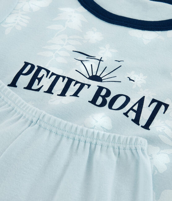Pigiama corto Hawai blu bambino in cotone PLEINAIR/ MARSHMALLOW