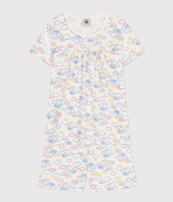 Pigiama short fantasia arcobaleno in cotone bambino bianco MARSHMALLOW/bianco MULTICO