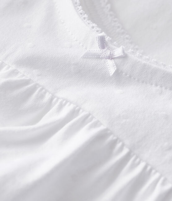 Camicia da notte bianca bambina in cotone sottile bianco ECUME