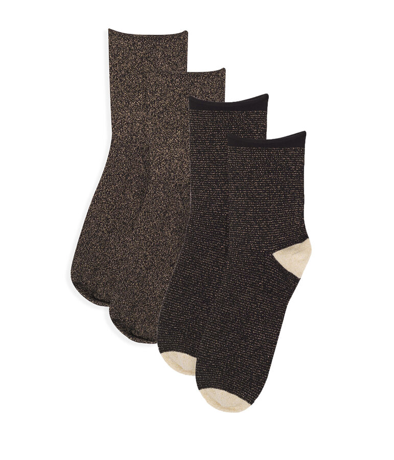 Lotto di calzini a met&agrave; polpaccio donna nero/giallo