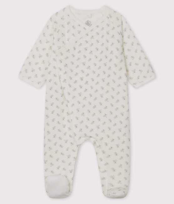 Tutina pigiama coniglio bebè in tubique bianco MARSHMALLOW/bianco MULTICO