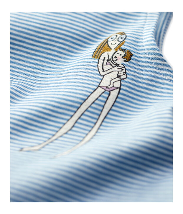 Abito in cotone beb&egrave;. blu/bianco