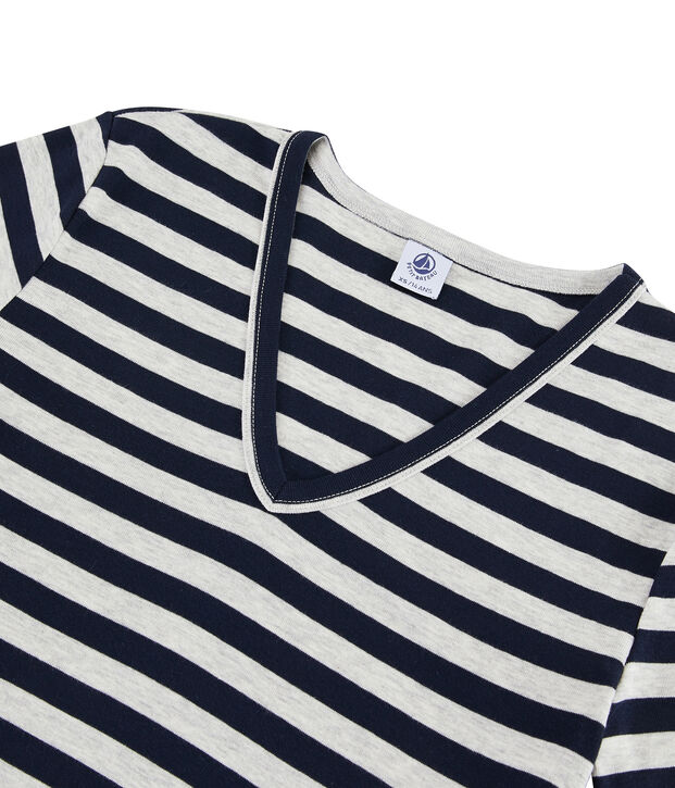 T-shirt iconica donna blu/grigio