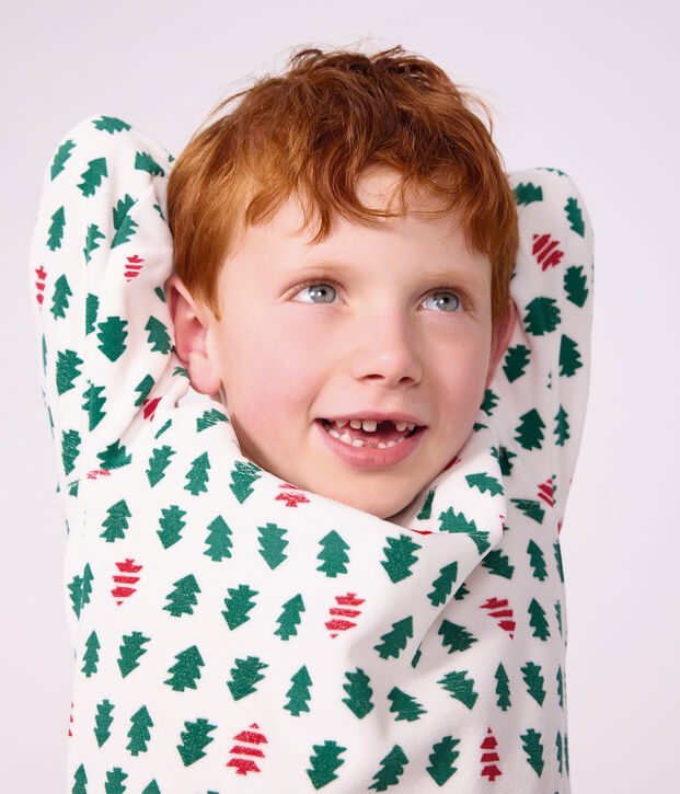 Pigiama in ciniglia stampata bambino bianco/multicolore