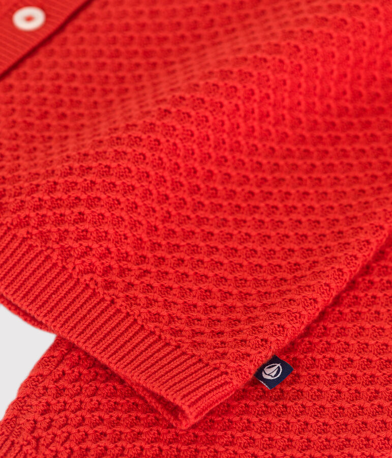 Cardigan in cotone a punto fantasia bambina rosso