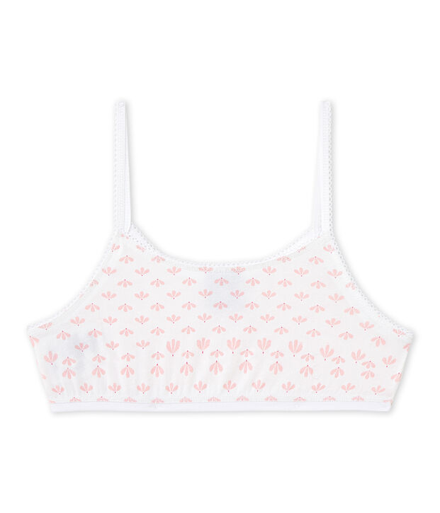 Brassi&egrave;re bambina stampata bianco/rosa/multicolore