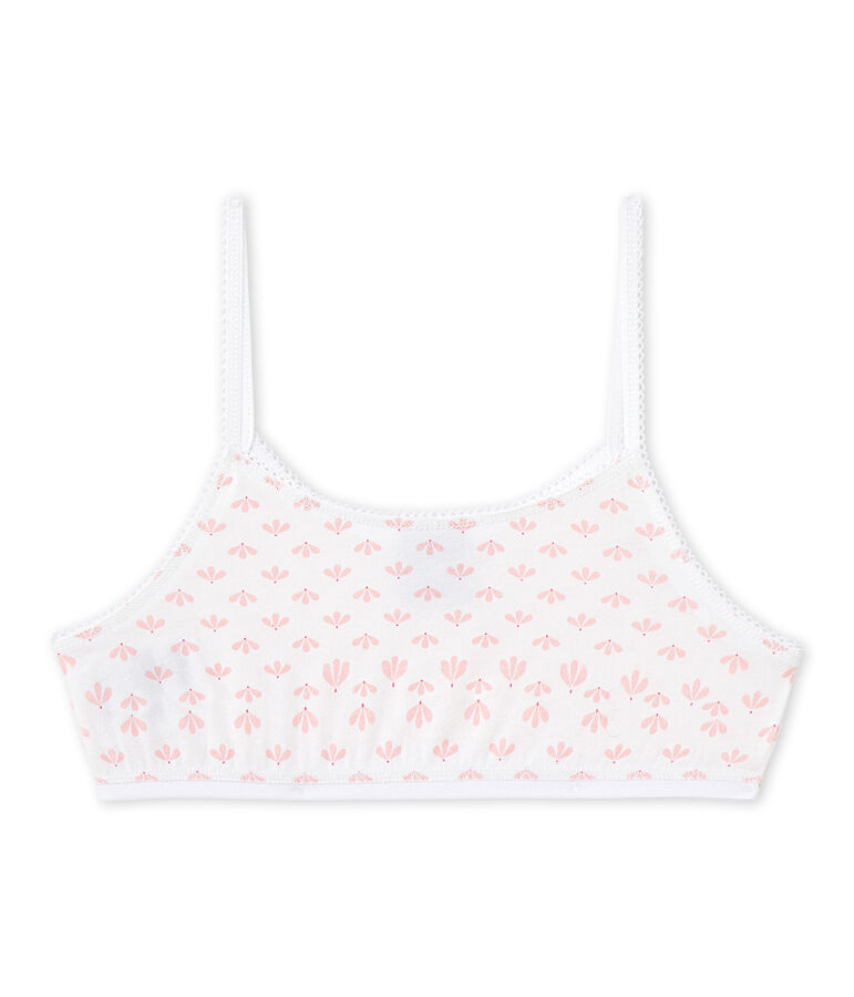 Brassi&egrave;re bambina stampata bianco/rosa/multicolore