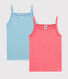 Confezione da 2 canottiere con spalline traforate colorate bambina in cotone biologico