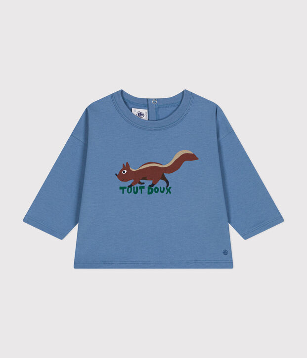 T-shirt a maniche lunghe in jersey sottile neonato blu