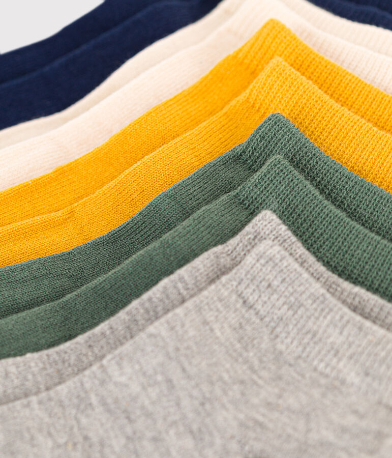 5 paia di calzini bambino in cotone tinta unita multicolore