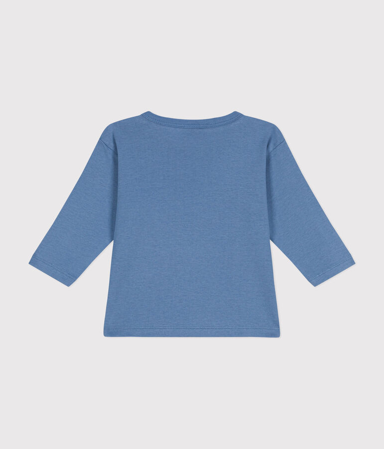 T-shirt beb&egrave; a maniche lunghe in cotone blu