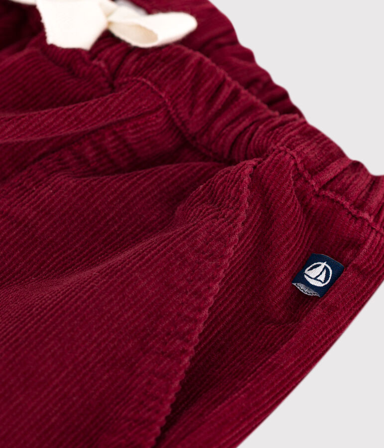 Pantaloni in velluto tinta unita neonato rosso