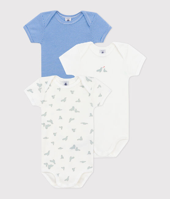 Set da 3 body a maniche corte in cotone con stampa neonato variante 1