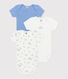 Set da 3 body a maniche corte in cotone con stampa neonato