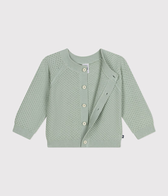 Cardigan in tricot di cotone bebè verde HERBIER