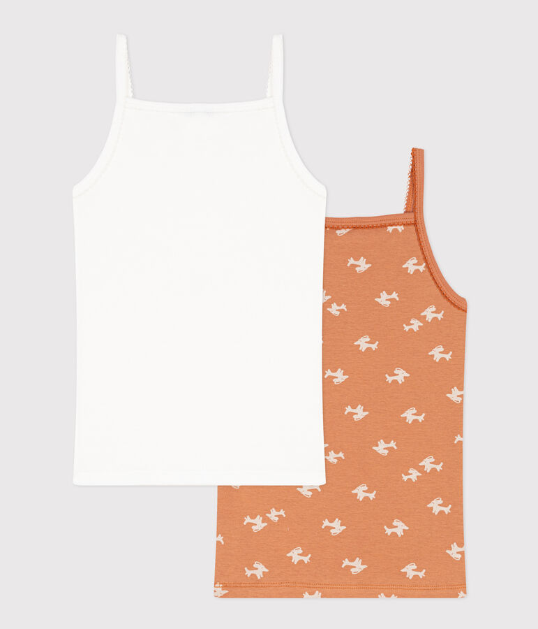 Confezione da 2 canottiere con spalline in cotone bambina motivo cane multicolore