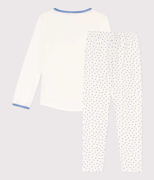 Pigiama bambina in cotone bianco/blu