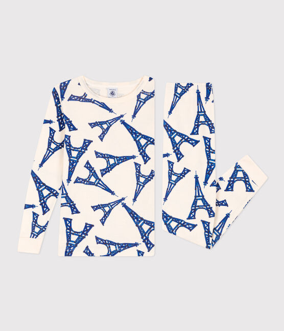 Pigiama bambino unisex in cotone aderente bianco AVALANCHE/ MULTICO