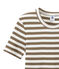 T-shirt donna in costina originale 1x1 rigata marrone SHITAKE/bianco MARSHMALLOW