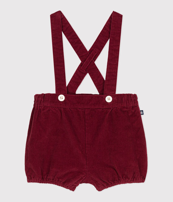 Shorts con bretelle in velluto tinta unita neonato AMARANTE