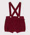 Shorts con bretelle in velluto tinta unita neonato AMARANTE
