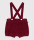 Shorts con bretelle in velluto tinta unita neonato