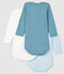 Confezione da 3 body a maniche lunghe blu bebè femmina in cotone variante 1