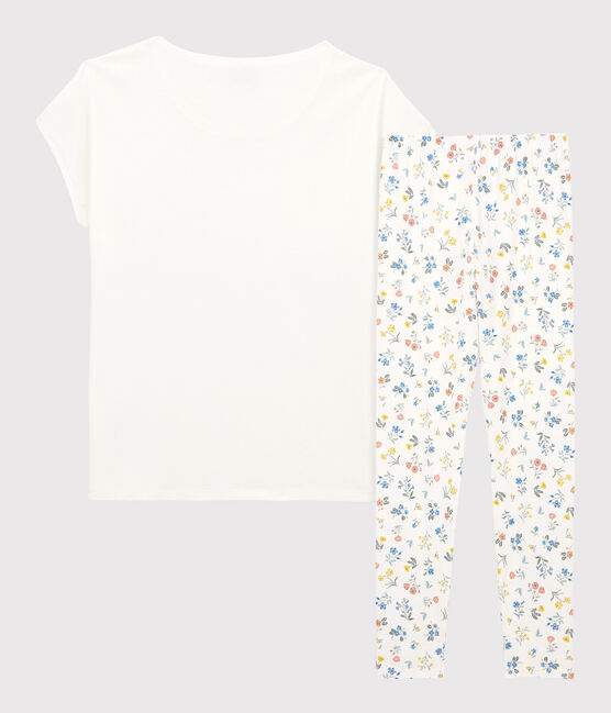 Pigiama senza maniche bambina in cotone bianco MARSHMALLOW/bianco MULTICO