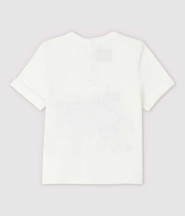 T-shirt maniche corte in cotone beb&egrave; maschio bianco