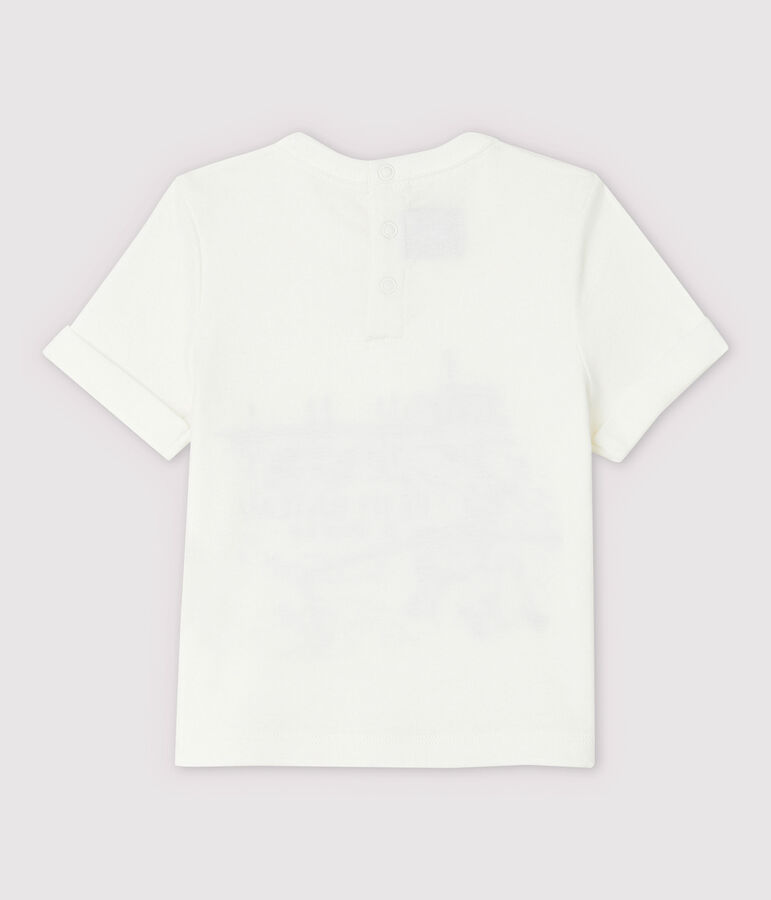 T-shirt maniche corte in cotone beb&egrave; maschio bianco MARSHMALLOW