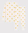 Pigiama bambina/bambino a cuori in tubique di cotone biologico bianco MARSHMALLOW/giallo OCRE