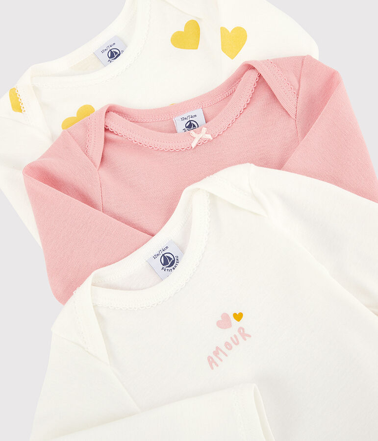 Confezione da 3 body manica lunga beb&egrave; femmina in cotone biologico variante 1