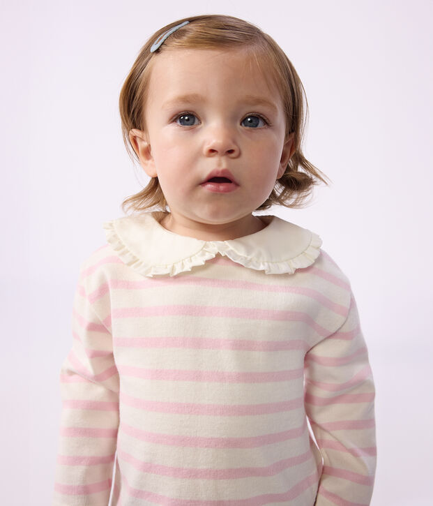 Marini&egrave;re con colletto in cotone neonato rosa/rosa