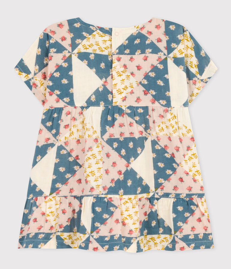 Abito a maniche corte in garza di cotone stampato per beb&egrave; bianco AVALANCHE/ MULTICO