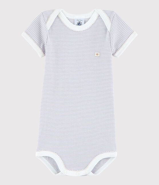 Body manica corta bebè femmina rosa SILENE/bianco MARSHMALLOW