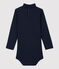 Body in cotone bebè. blu SMOKING/bianco MARSHMALLOW