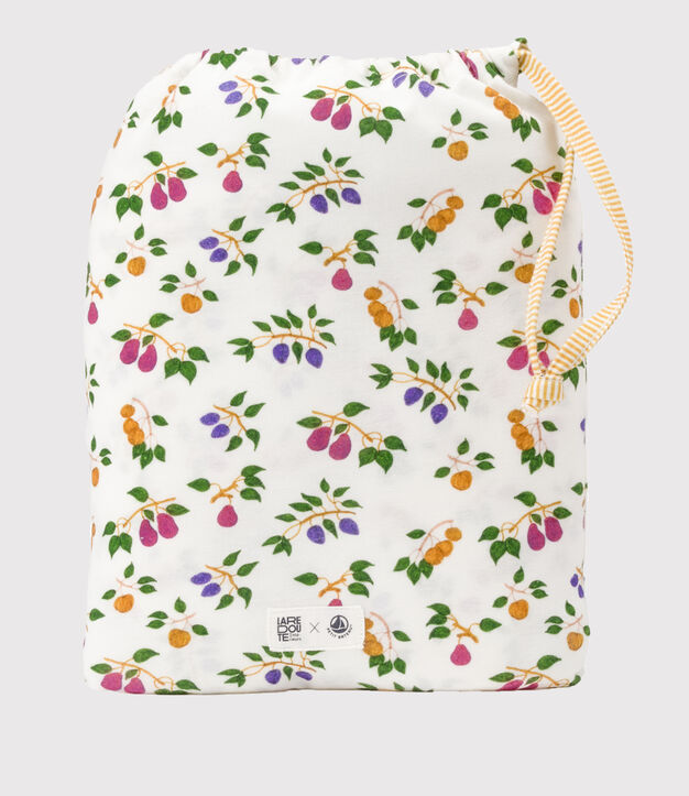 Telo da bagno e guanto beb&egrave; con motivo frutta bianco/giallo/multicolore
