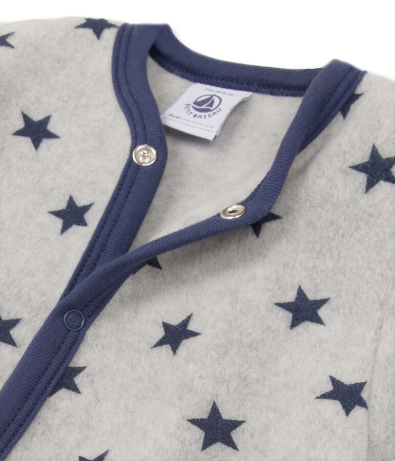 Tutina in pile stampato per beb&eacute; maschio grigio/blu